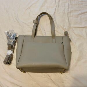 Pond LA transform tote in saffiano leather in Stone